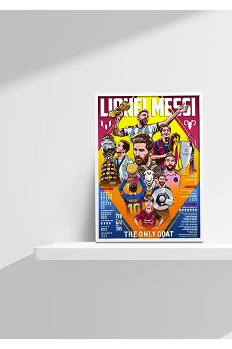 SINCE 7 STORE Lionel Messi Legendary Career Framed Poster For Gifting/For Room Decor/For Football Fans (A3, WHITE) - Image 2
