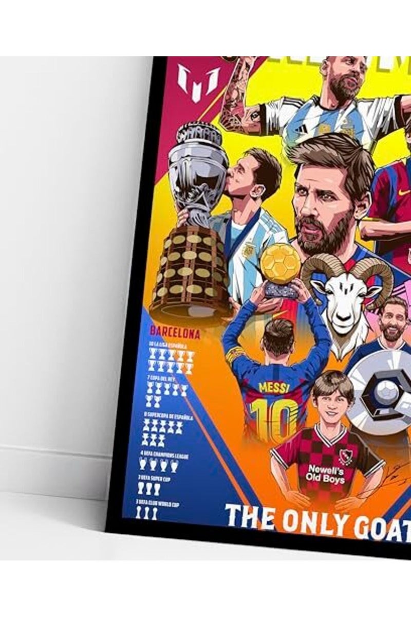 SINCE 7 STORE Lionel Messi Legendary Career Framed Poster For Gifting/For Room Decor/For Football Fans (A3, WHITE) - Image 3