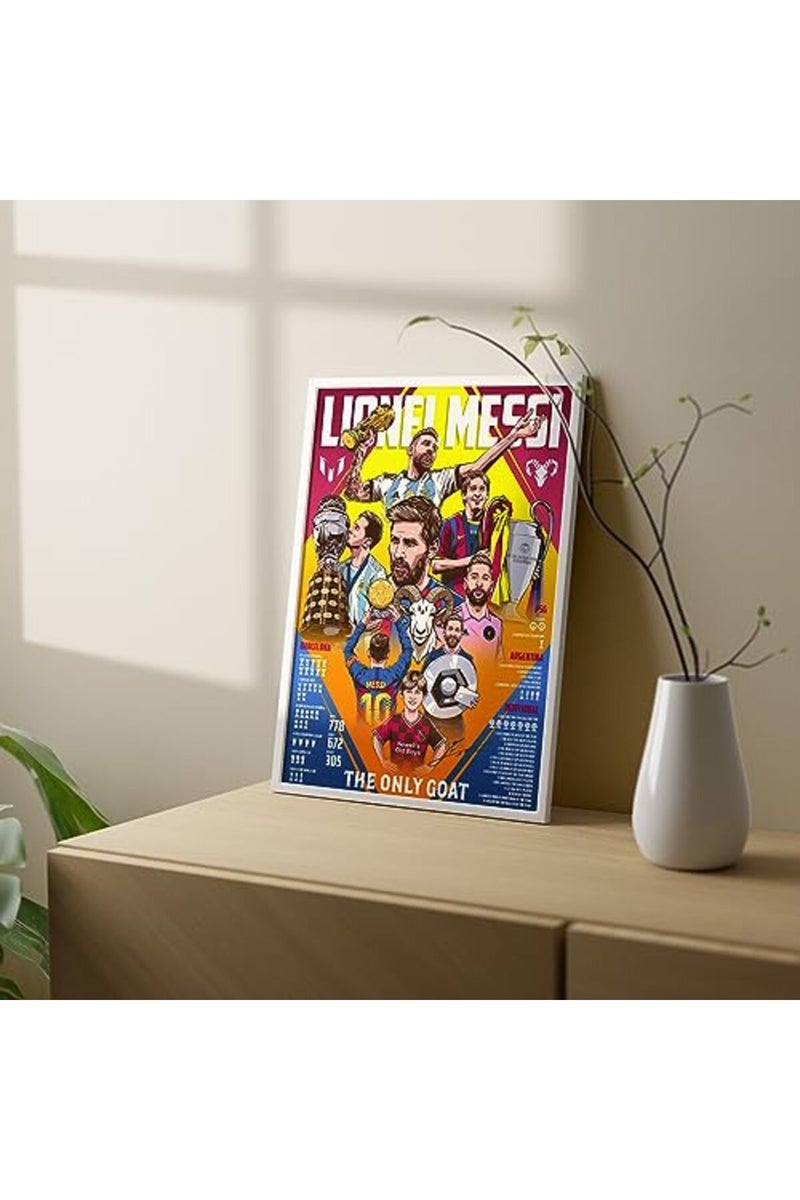 SINCE 7 STORE Lionel Messi Legendary Career Framed Poster For Gifting/For Room Decor/For Football Fans (A3, WHITE) - Image 5