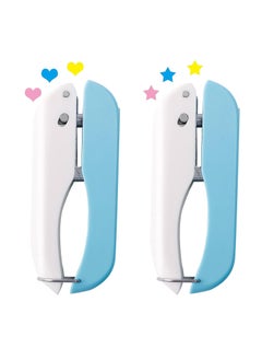 KASTWAVE Craft Single Hole Punch, Heart Star Shape Paper Punches for DIY, Gift Wrapping, 1/4 Inch Small Handheld Scrapbook Punches, Blue (2Pcs)  - Image 1