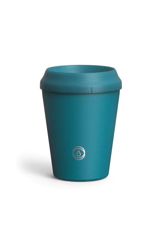 topl Reusable Travel Mug Insulated Leakproof Coffee Cup with Patented 360 Drink and Spill Safe Technology Flask Keeps Drinks Hot or Cold BPA-Free Dishwasher Safe Lid Short 8oz Stone dark green 235ml  - Image 1