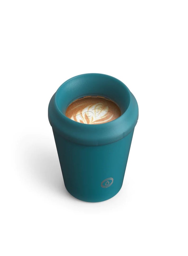 topl Reusable Travel Mug Insulated Leakproof Coffee Cup with Patented 360 Drink and Spill Safe Technology Flask Keeps Drinks Hot or Cold BPA-Free Dishwasher Safe Lid Short 8oz Stone dark green 235ml  - Image 2