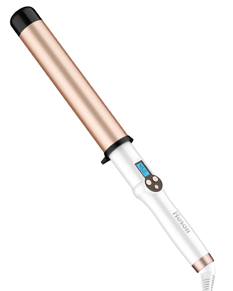 HOSON 1 1/2 Inch Large Curling Wand for Long Hair, 1.5 Inch Ceramic Extral Long Barrel Curling Wand Professional Dual Voltage, Adjustable Temperature - Image 1