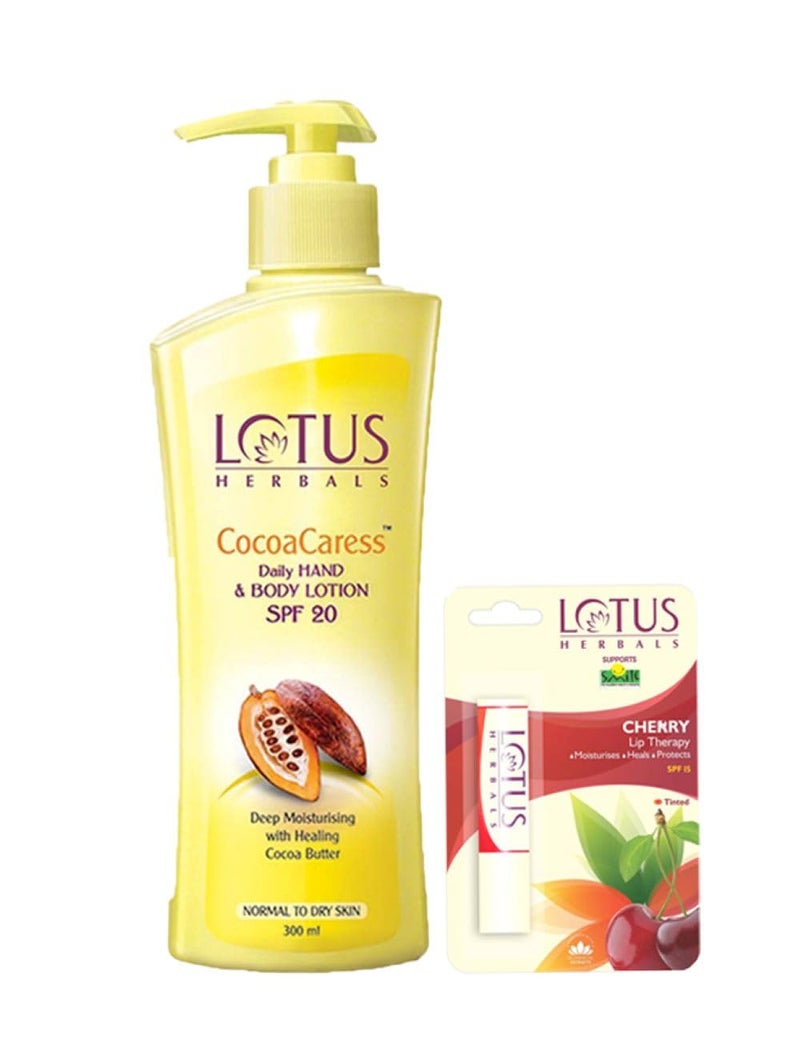 LOTUS HERBALS Lotus Herbals Winter Kit Cocoacaress Daily Hand  Body Lotion_250ml  Cherry Lip Therapy_35g  Set Of 2 