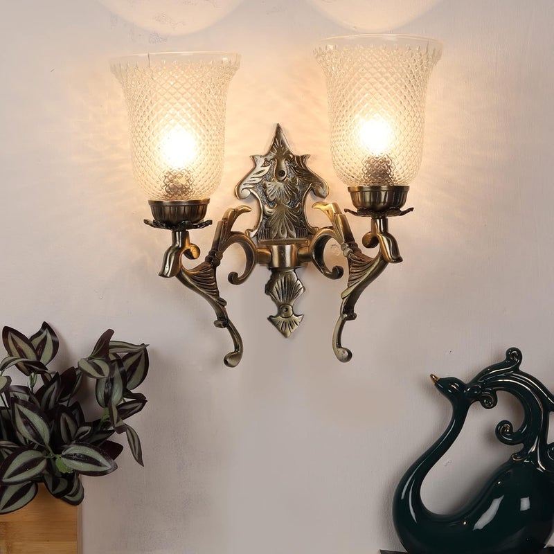 ELIANTE Sunny Antique Brass Aluminium Wall Lights M30082W Without Bulb by Jainsons Lights - Image 1