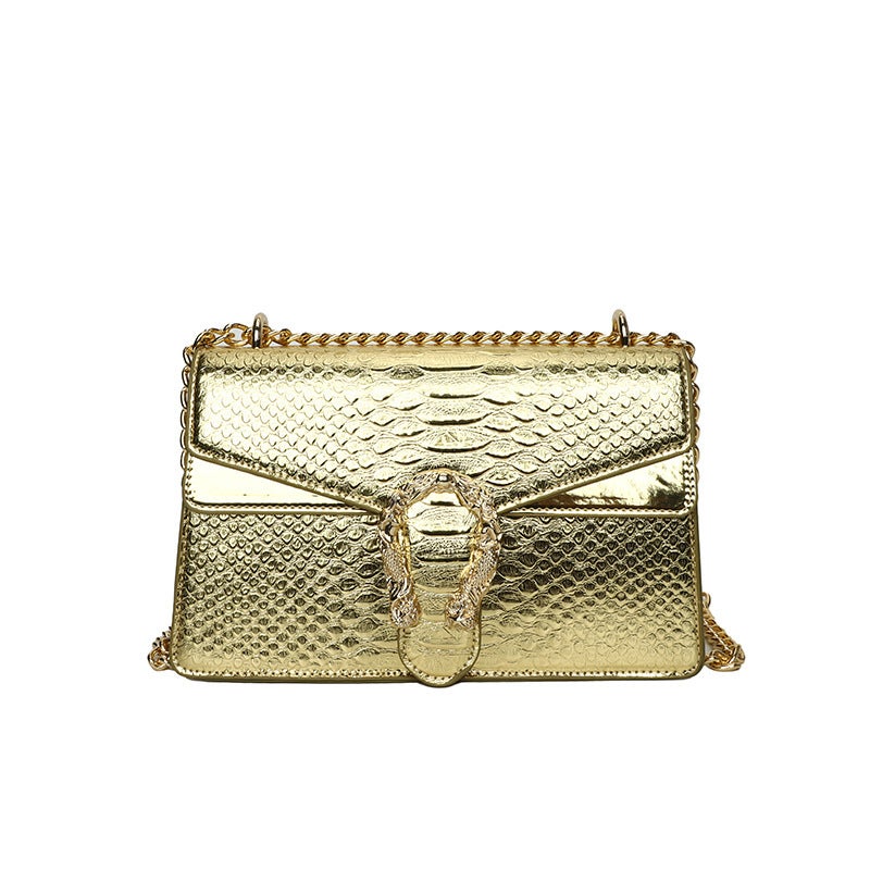 Textured Chain Bag 2023 Women'S Bag Distinctive Snakeskin Shoulder Bag Patent Leather Glitter Crossbody Bag - Image 1