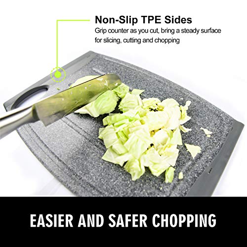 Ginkick Large Cutting Board with Juice Grooves, 12.99" Thick Cutting Board for Vegetable and Meat, Non Slip Chopping Board for Kitchen with Easy Grip Handle, BPA Free, Dishwasher Safe (Grey) - Image 5