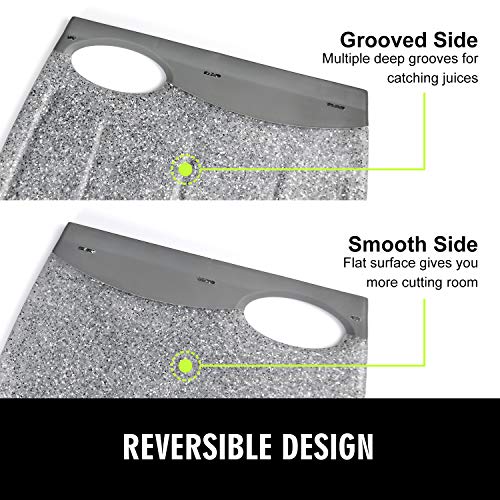 Ginkick Large Cutting Board with Juice Grooves, 12.99" Thick Cutting Board for Vegetable and Meat, Non Slip Chopping Board for Kitchen with Easy Grip Handle, BPA Free, Dishwasher Safe (Grey) - Image 4