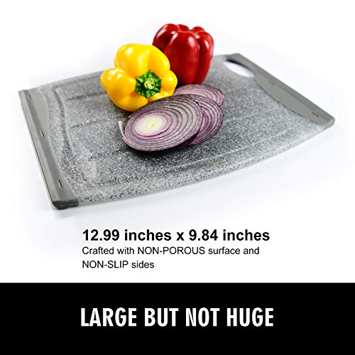 Ginkick Large Cutting Board with Juice Grooves, 12.99" Thick Cutting Board for Vegetable and Meat, Non Slip Chopping Board for Kitchen with Easy Grip Handle, BPA Free, Dishwasher Safe (Grey) - Image 2