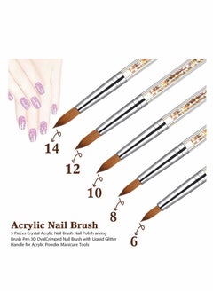 SYOSI Acrylic Nail Brush, Sable Hair Round Oval Professional Nail Art Painting Brush With Special Liquid Glitter Handle (1 Pcs)  - Image 5