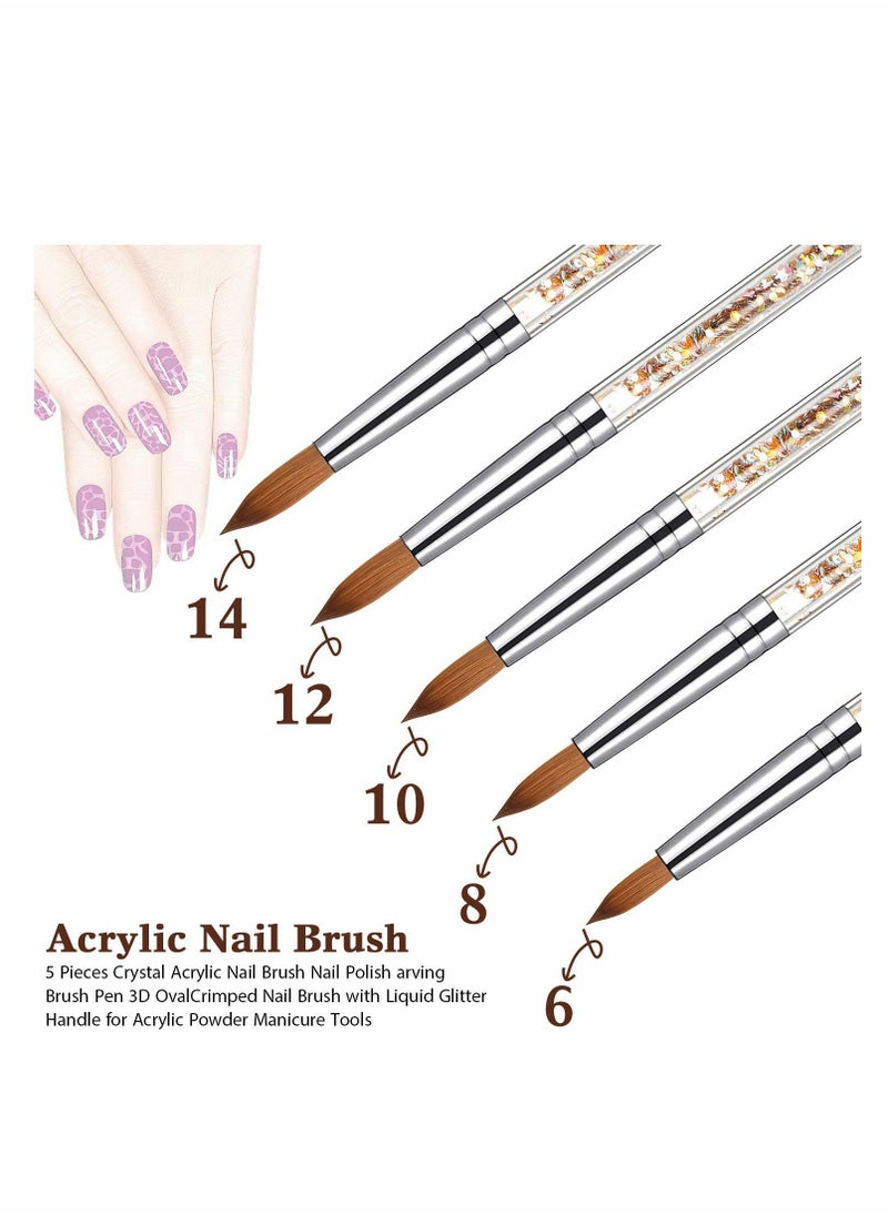 SYOSI - Acrylic Nail Brush, Sable Hair Round Oval Professional Nail Art Painting Brush With Special Liquid Glitter Handle (1 Pcs) - Image 1