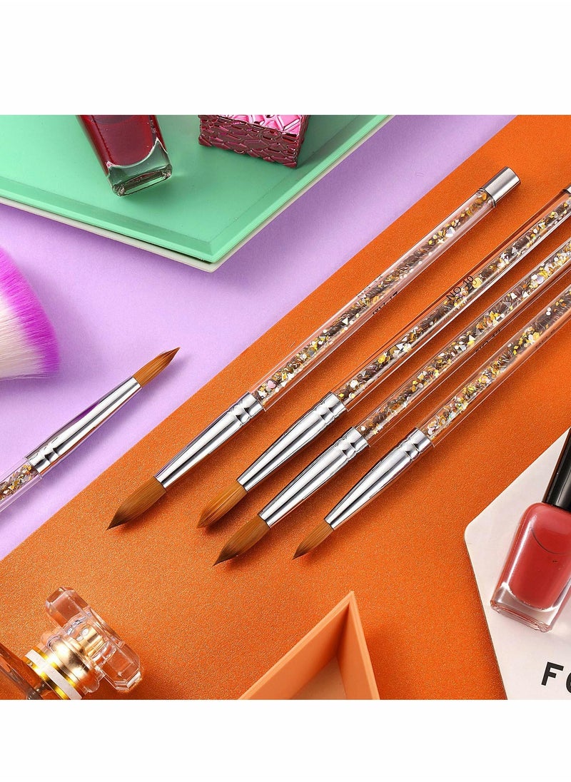 SYOSI - Acrylic Nail Brush, Sable Hair Round Oval Professional Nail Art Painting Brush With Special Liquid Glitter Handle (1 Pcs) - Image 1