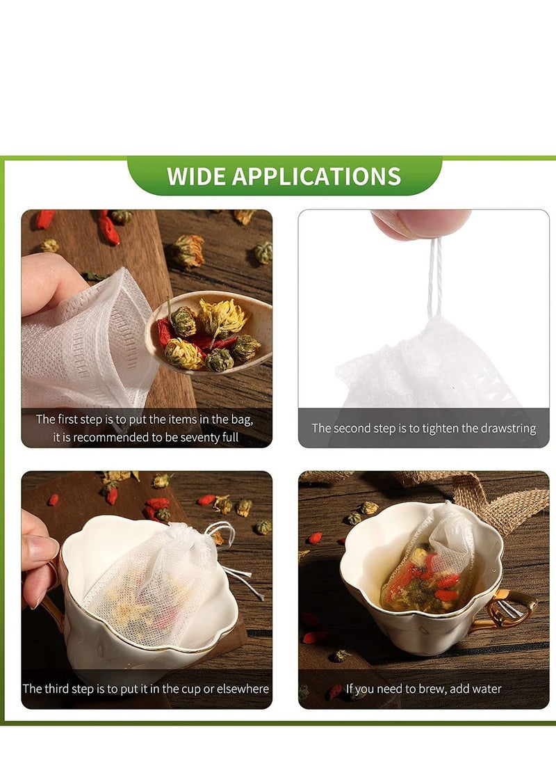 SYOSI Disposable Drawstring Tea Filter Bags, Safe Natural Unbleached Paper Seal Tea Infuser Drawstring Empty Bag, Empty Bag for Loose Leaf Tea, Coffee, Herb, Spice (100Pcs 3.19 x 3.94 inch )  - Image 4
