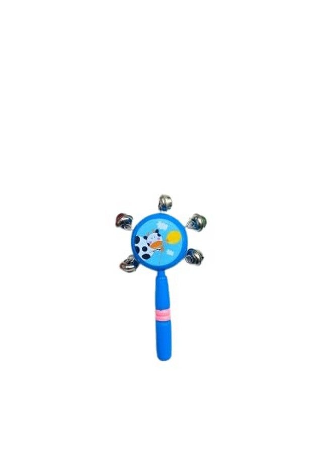 Smile Baby Colorful Wooden Rainbow Baby Handle Jingle Bell Rattle Toys jhun jhuna (Blue) - Image 1