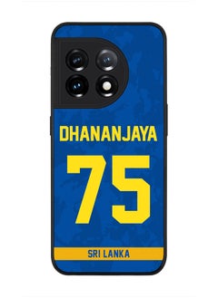 Rugged Black Edge Case for OnePlus 11R 5G / OnePlus Ace 2, Slim fit Case Flexible thin Cover - Player Name - Dhananjaya de Silva, Jersey Number- 75