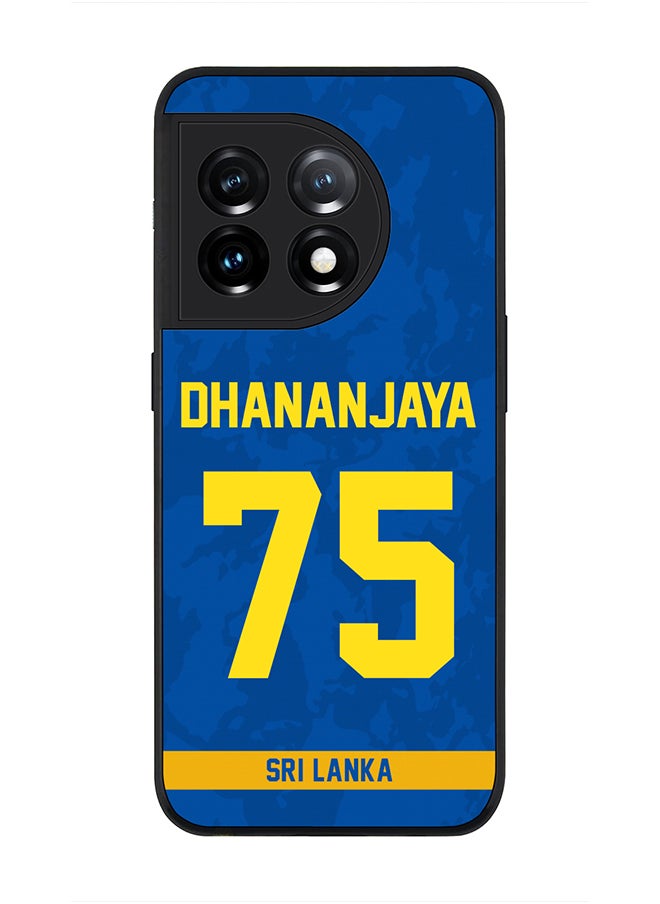 Stylizedd - Rugged Black Edge Case for OnePlus 11R 5G / OnePlus Ace 2, Slim fit Case Flexible thin Cover - Player Name - Dhananjaya de Silva, Jersey Number- 75 - Image 1