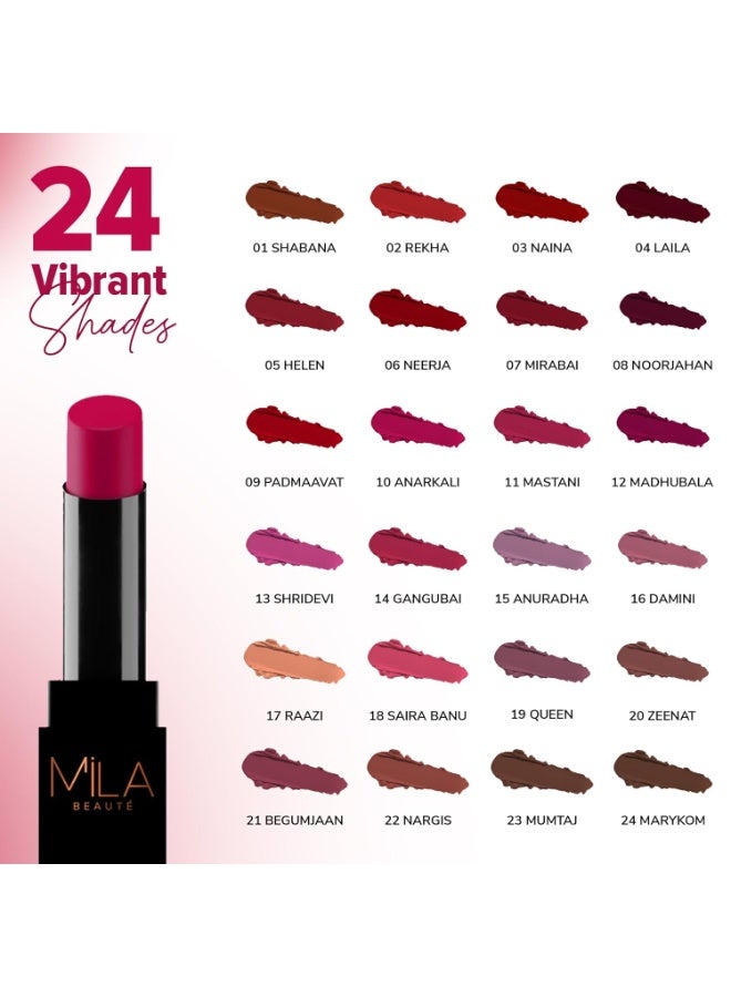 ميلا بيوتي أحمر الشفاه "برو مات" (Pro Matte) من ميلا بوتيه (Mila Beauté) | لون غني وعالي التركيز يدوم طويلاً | لمسة نهائية شبه مطفية (Semi-Matte) | تركيبة خفيفة الوزن | تغطية كاملة بمسحة واحدة | لون شفاه فاخر | الدرجة: أناركالي (Anarkali) - 4.2 جم - Image 3