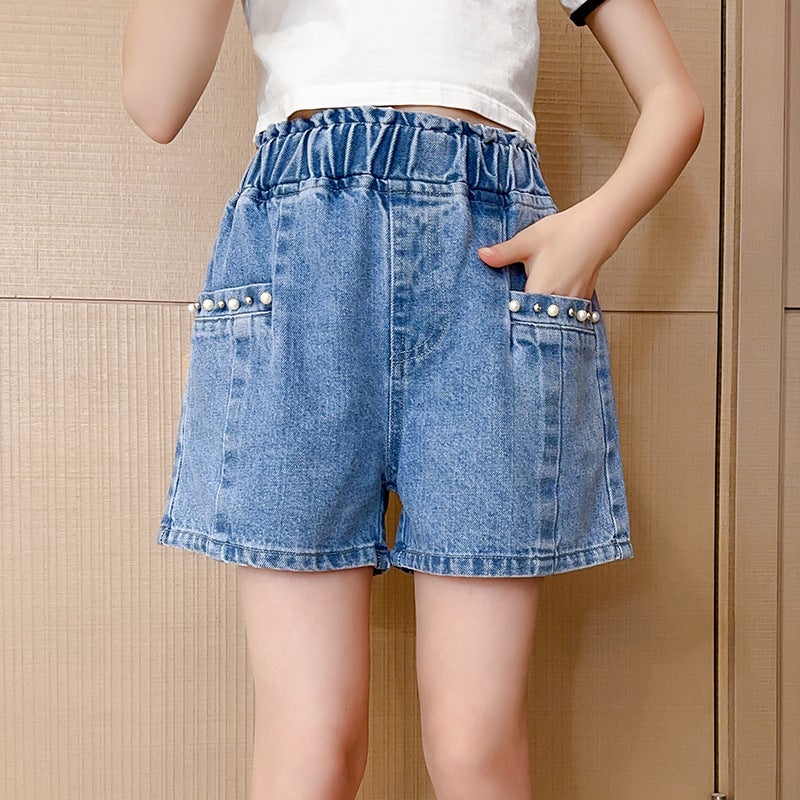 Children'S Pants Girls Denim Shorts Summer Style Medium And Large Children Girls Fashion Versatile Jeans Summer - Image 5