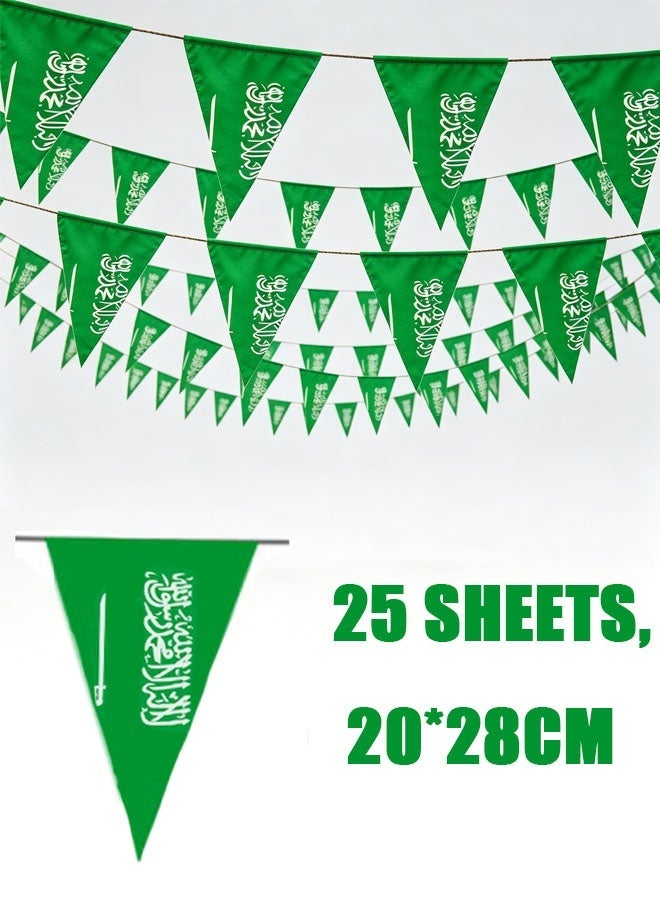 Ailily Saudi Arabia National Day Triangle Bunting Flags, 25Pcs KSA Pennant Banner 20*28CM for Home Street Party Holiday Decor  Bar Party Decor - Image 2