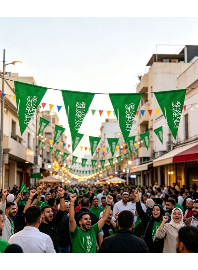 Ailily Saudi Arabia National Day Triangle Bunting Flags, 25Pcs KSA Pennant Banner 20*28CM for Home Street Party Holiday Decor  Bar Party Decor - Image 5