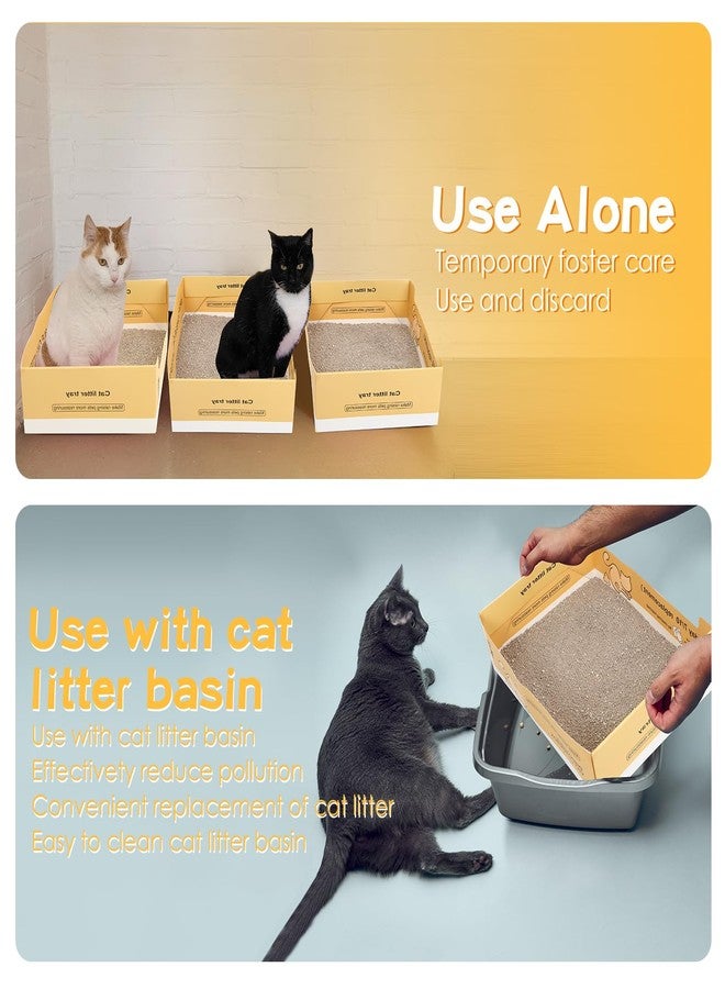 Maxcheck 5 Pcs Disposable cat Litter Box 14.96 x 11.4 x 4.7 Inch Disposable Litter Boxes for Cats, Double Layer Foldable Paper prefilled Portable Tray for Cats, Small Kitty Pets Animals Travel Needs - Image 3