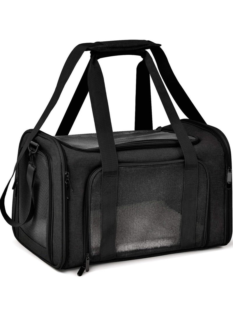 Queens Medium Cat Carrier for Cats & Small Dogs up to 7 kg, Soft Sided Foldable Pet Travel Carrier 44×28×28 cm with Mesh Ventilation, Waterproof Base & Shoulder Strap - Image 1