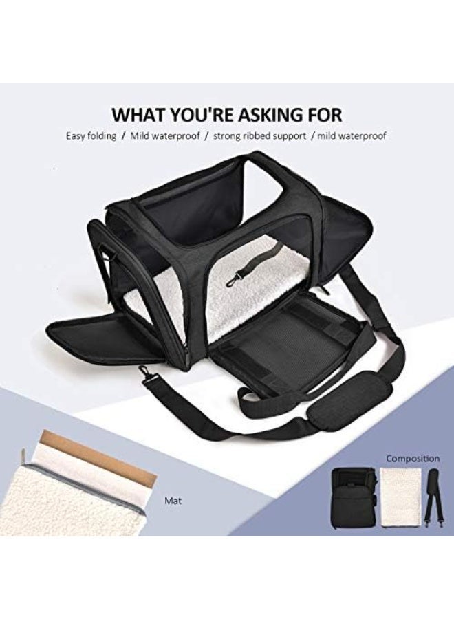 Queens Medium Cat Carrier for Cats & Small Dogs up to 7 kg, Soft Sided Foldable Pet Travel Carrier 44×28×28 cm with Mesh Ventilation, Waterproof Base & Shoulder Strap - Image 2