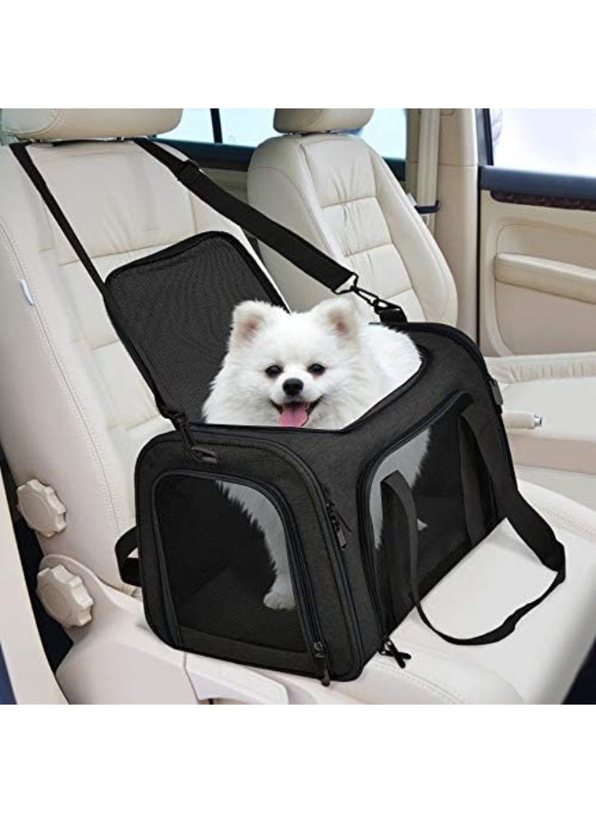 Queens Medium Cat Carrier for Cats & Small Dogs up to 7 kg, Soft Sided Foldable Pet Travel Carrier 44×28×28 cm with Mesh Ventilation, Waterproof Base & Shoulder Strap - Image 4
