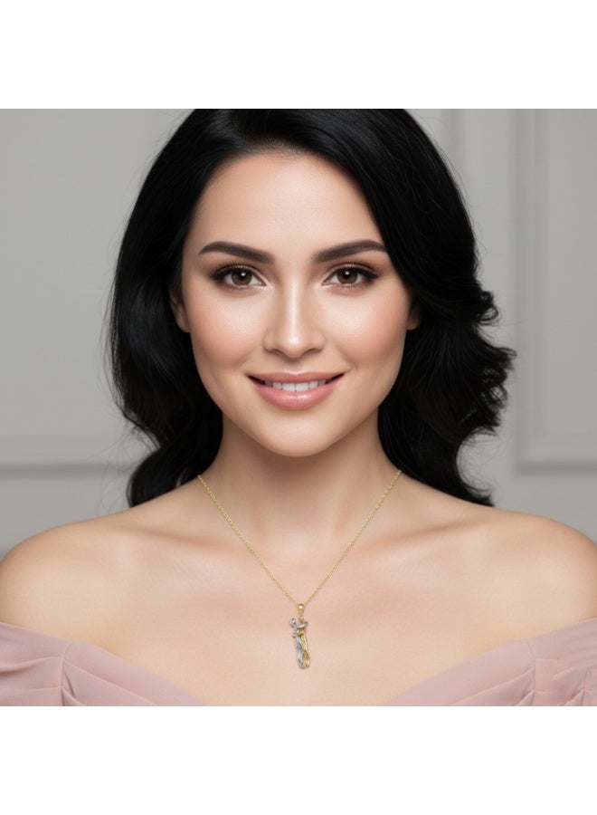 جوليا ستور قلادة عناق حنون من الفولاذ المقاوم للصدأ مطلية بالذهب عيار 18 قيراطًا، هدية مثالية للأزواج. قلادة سلسلة عناق تحكي قصة عاشقين. قلادة عناق رومانسية، هدية مجوهرات مميزة للرجال والنساء. - Image 5