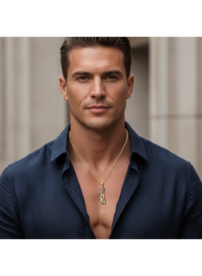 جوليا ستور قلادة عناق حنون من الفولاذ المقاوم للصدأ مطلية بالذهب عيار 18 قيراطًا، هدية مثالية للأزواج. قلادة سلسلة عناق تحكي قصة عاشقين. قلادة عناق رومانسية، هدية مجوهرات مميزة للرجال والنساء. - Image 3