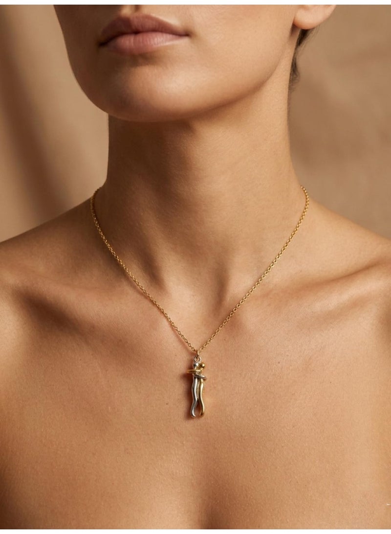 Julia Store 18K Gold Plated Stainless Steel Affectionate Hug Couples Necklace for Him and Her Embrace Chain Necklace The Tale of Two Lovers Couple Hugging Pendant Love Snuggle Hug Jewelry Gift for Women Men - Image 3