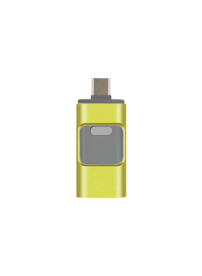 Multi-function Four-in-one USB Flash Drive Is Suitable For Apple Type C Android Full Capacity 128g High-speed Mobile Phone USB Flash Drive-Color:Lemon Yellow (large Window)-Capacity:nesting  - Image 1