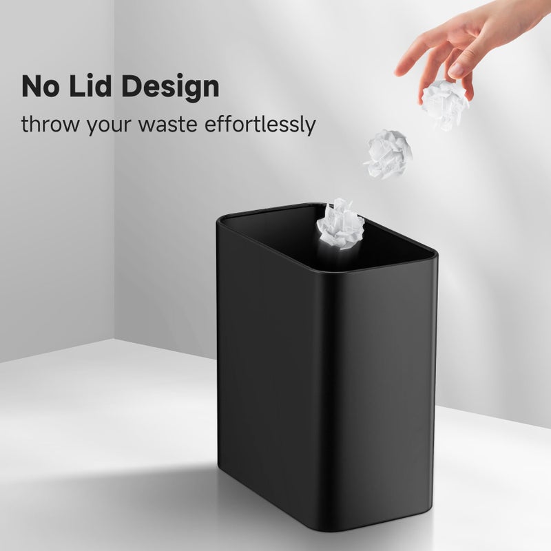 TIPGO Small Metal Trash Can, 2.1 Gallon Slim Trash Can for Bathroom, Wastebasket Garbage Bin for Bedroom, Office, Kitchen, Under Sink (Matte Black) - Image 4
