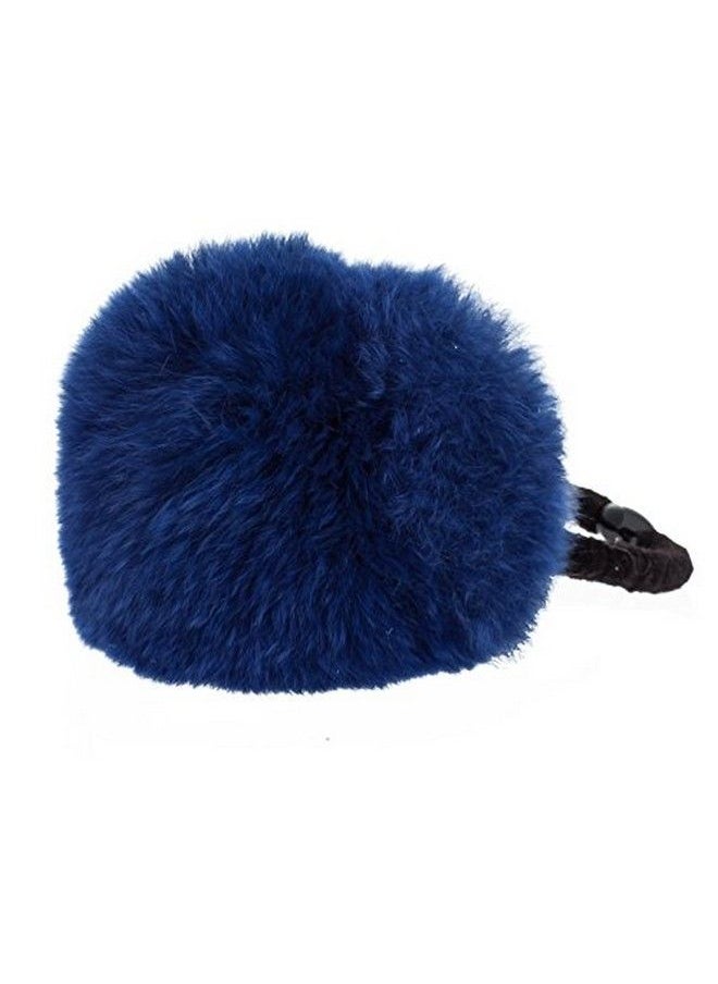 Manufac - Pom Pom Black Stretchy Band Hair Ties Fluffy Ponytail Holders Pompom Hair Band For Girls Toddlers Pigtail 6 Pcs Navy Blue - Image 1