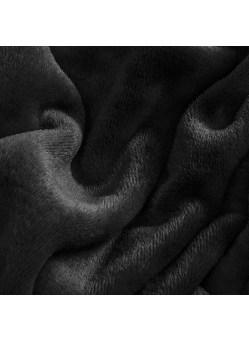 BEDELITE Flannel Sheets Twin Size Black - Super Soft Fleece Sheets Set Fluffy Extra Plush  3 Piece(Include Fitted Sheet  Flat Sheet  1 Pillowcase)