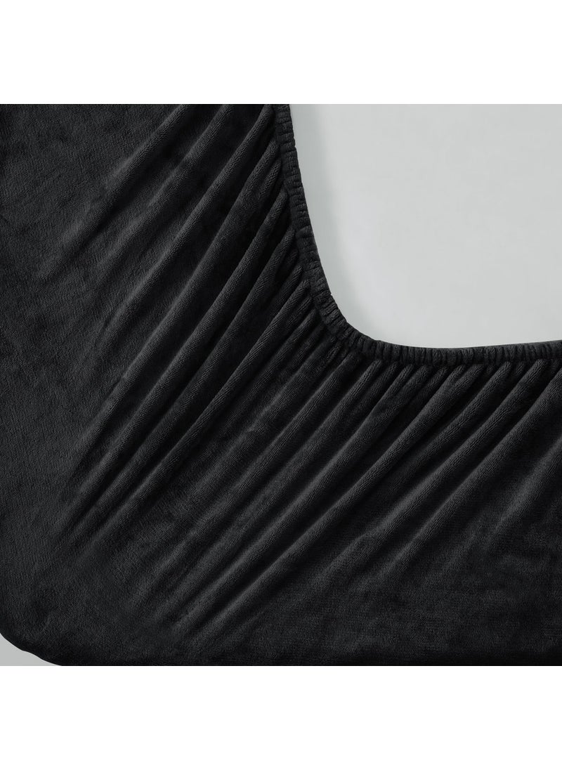 BEDELITE Flannel Sheets Twin Size Black - Super Soft Fleece Sheets Set Fluffy Extra Plush  3 Piece(Include Fitted Sheet  Flat Sheet  1 Pillowcase)