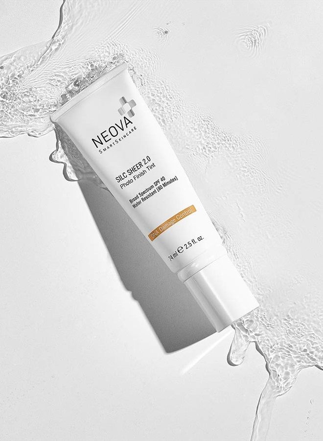 NEOVA سمارت سكينكير سيلك شير 2.0 واقي شمس ملون 2.5 أونصة سائلة | طيف واسع SPF 40 | مقاومة للماء حتى 80 دقيقة | خالي من الزيوت والعطور | لجميع أنواع البشرة - Image 3