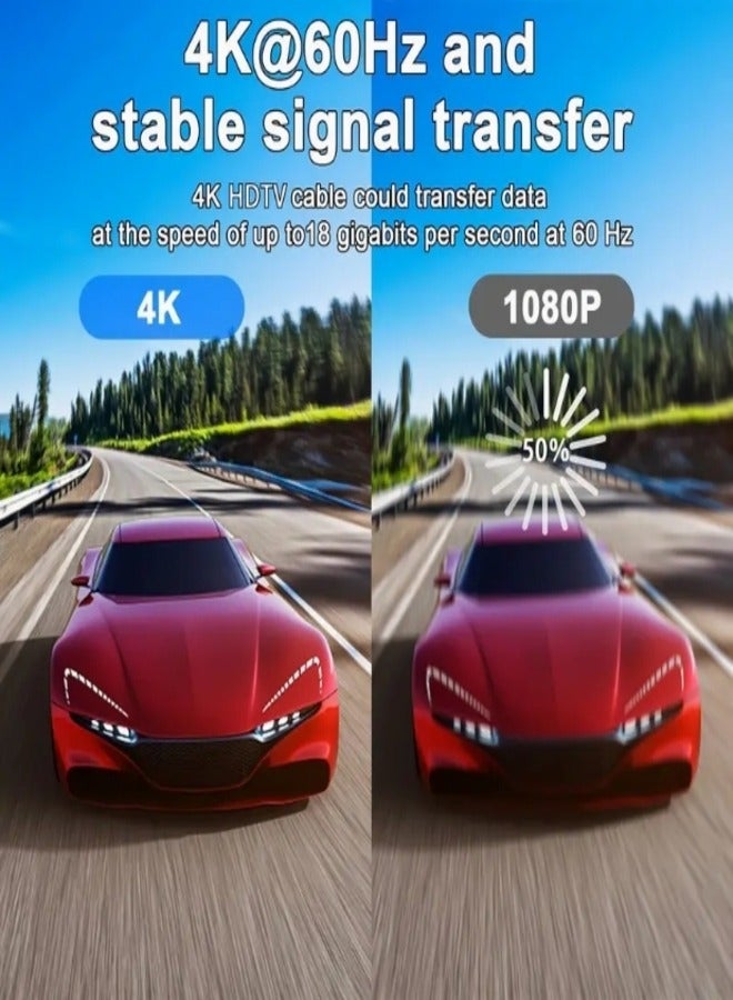 كابل HDMI فائق السرعة 4K 2.0 بطول 10 أمتار - يدعم HDMI 2.0 4K ذكر إلى ذكر بطول 10 أمتار بدقة 4K عند 60 هرتز، و4K عند 120 هرتز، و2K عند 240 هرتز، و1080 بكسل عند 240 هرتز، و48 جيجابت في الثانية، وثلاثي الأبعاد، وHDR، وHDCP، وeARC، وDolby - كابل HDMI فائق السرعة لأجهزة الكمبيوتر المحمولة والكمبيوتر والشاشات وأجهزة العرض والتلفزيون وبلايستيشن 4 وبلايستيشن 5 وإكس بوكس ​​وسويتش وأجهزة التلفزيون عالية الدقة - Image 5