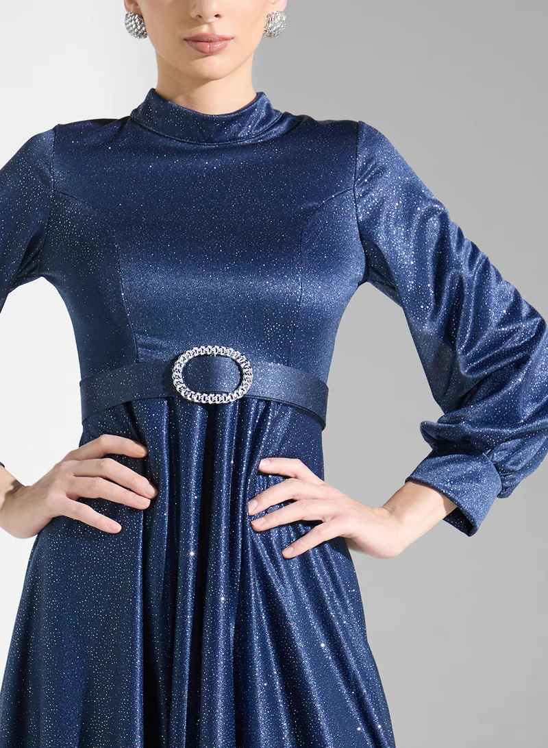 Khizana Belted Sparkle Dress