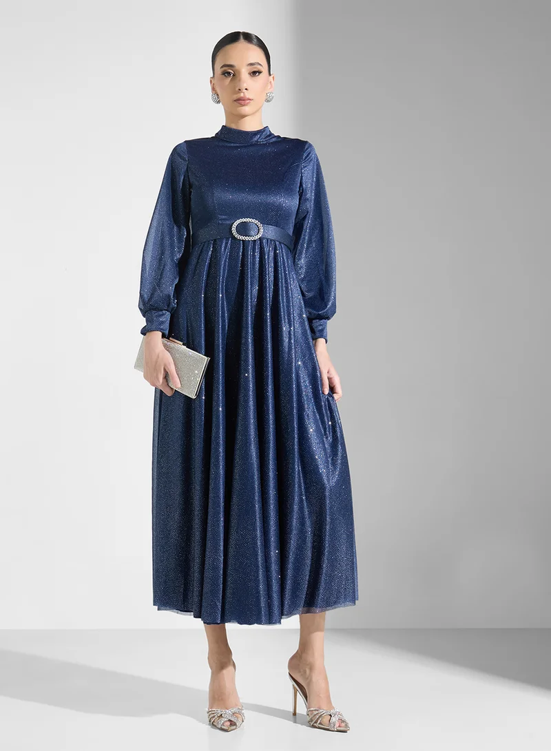 Khizana Belted Sparkle Dress