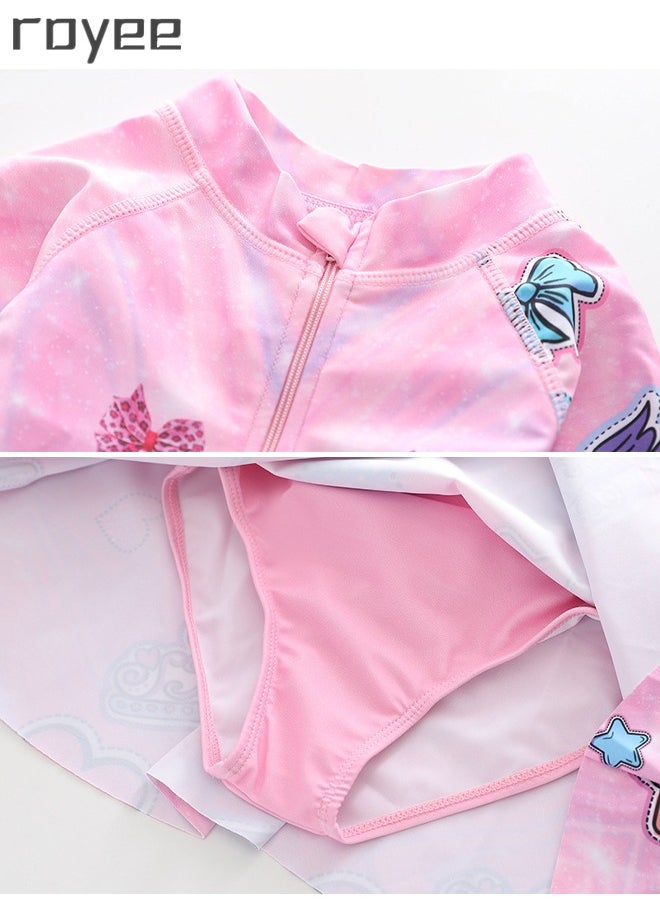 Royee New Children's Swimsuit, One-piece Swimsuit  With Long Pants, Long Sleeved For Middle-aged Girls,Swimwear With Sun Protection, Conservative Girls' Swimsuit  - Image 3