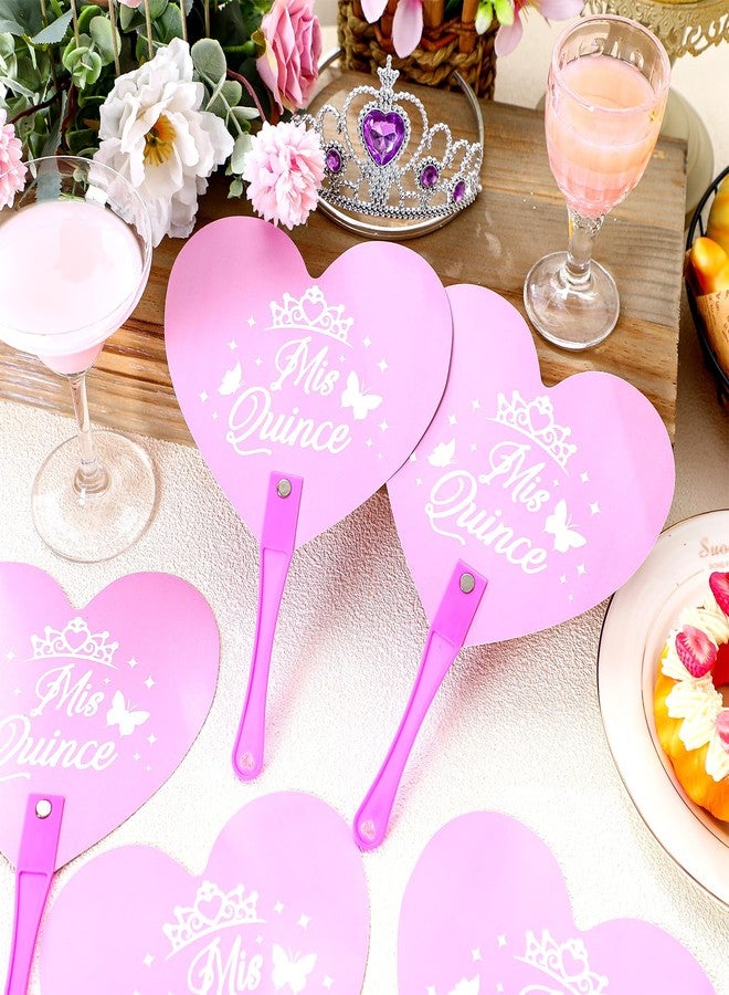 Seenelling سينيلينج ٥٠ قطعة من هدايا حفلات كوينسينيرا للضيوف، مراوح يدوية بلاستيكية على شكل قلب وردي، هدايا حفلات كوينسينيرا للضيوف، شكرًا لكم على حفل بلوغي سن الرشد - Image 3