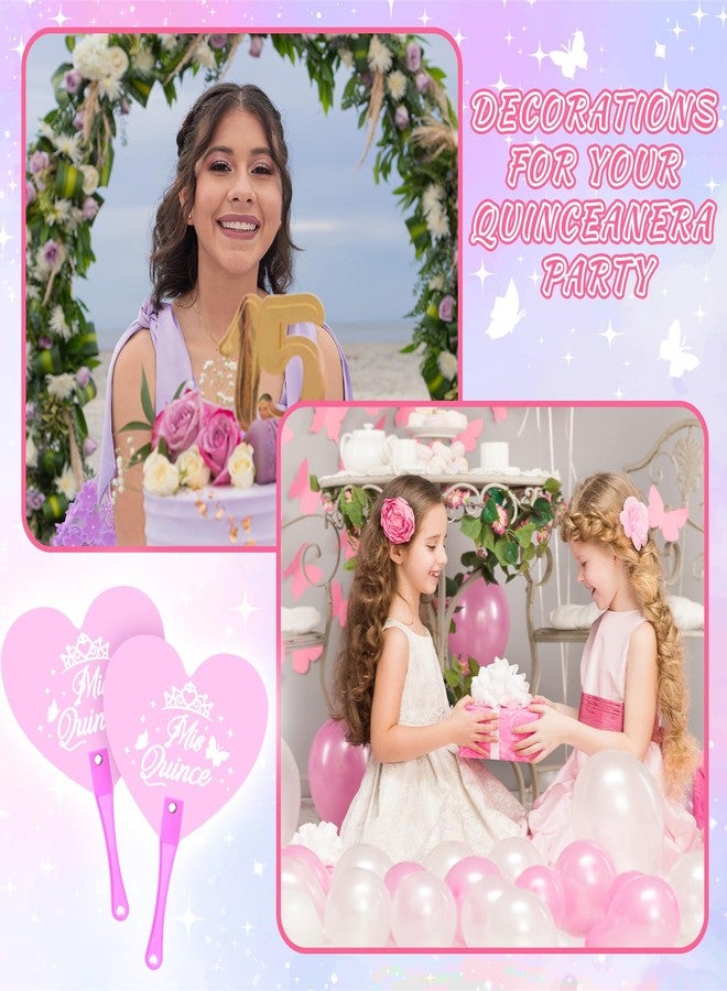 Seenelling سينيلينج ٥٠ قطعة من هدايا حفلات كوينسينيرا للضيوف، مراوح يدوية بلاستيكية على شكل قلب وردي، هدايا حفلات كوينسينيرا للضيوف، شكرًا لكم على حفل بلوغي سن الرشد - Image 4