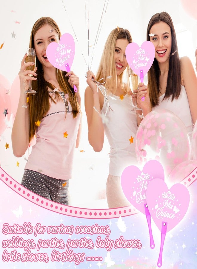 Seenelling سينيلينج ٥٠ قطعة من هدايا حفلات كوينسينيرا للضيوف، مراوح يدوية بلاستيكية على شكل قلب وردي، هدايا حفلات كوينسينيرا للضيوف، شكرًا لكم على حفل بلوغي سن الرشد - Image 5
