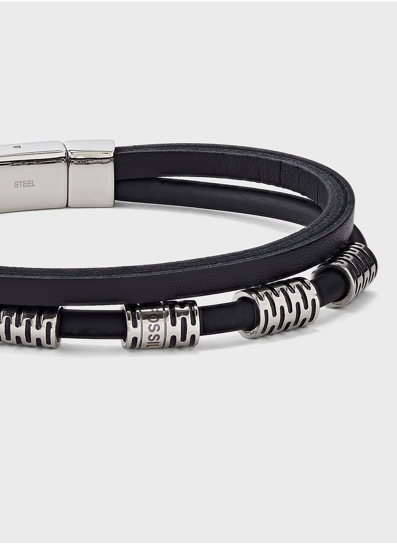 FOSSIL - Jof00394040 Leather Multi Strand Bracelet - Image 1