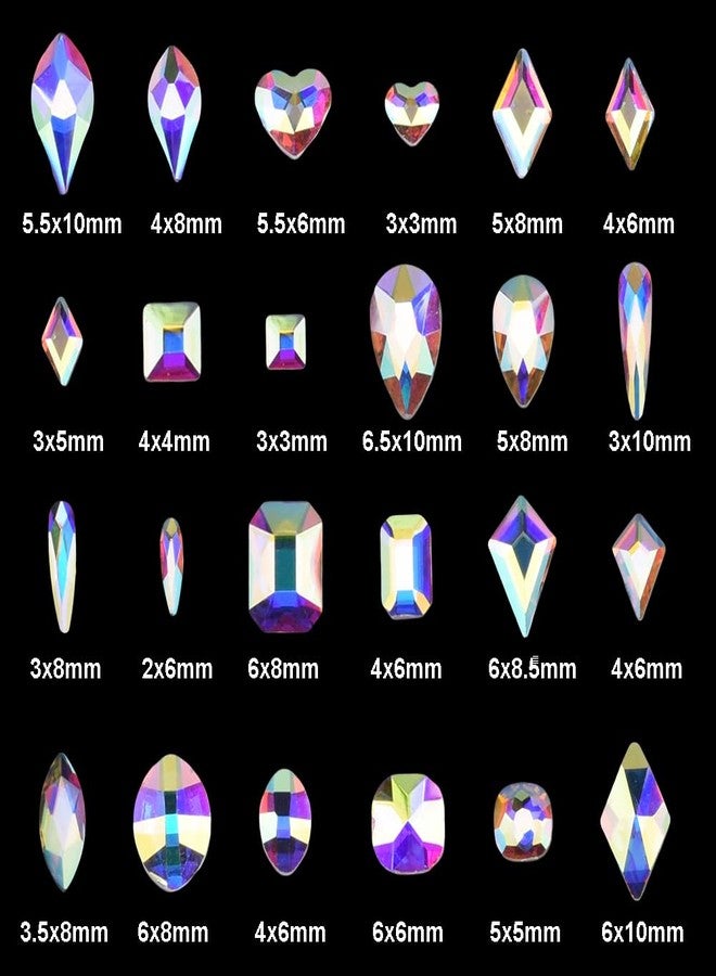 Tisslan 240pcs Popular 12 Styles Flatback Crystals Mix Sizes Multi Shapes Glass Crystal AB Rhinestones for Nail Art Craft 3D Decorations Flat Back Stones Gems Set Box - Image 2