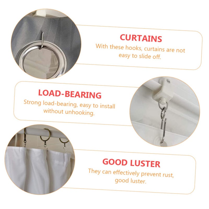 Heavy Duty Silver Shower Curtain Hooks 120pcs For Wall Drapes Easy Install - Image 5