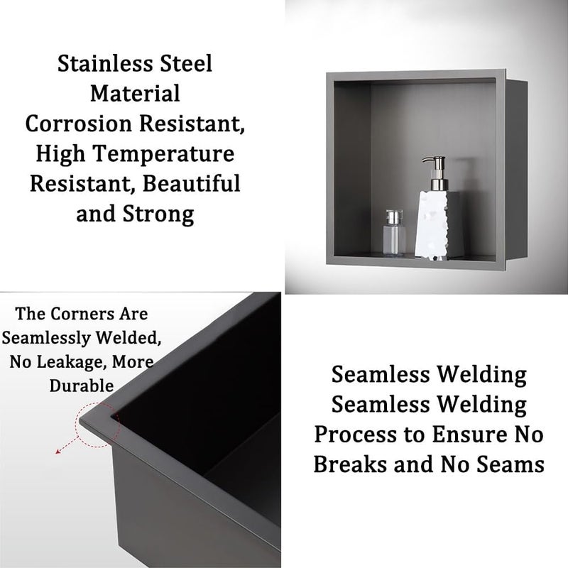Stainless Steel Shower Nich, Waterproof Storage Bathroom Wall Insert Shelves, Recessed Shower Niche for Living Room Kitchen Bedroom Bathroom,Gold-120x28x12.5cm/3.93x0.91x0.41ft - Image 4