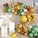 MEBAY Brown Yellow Green White Balloon Arch Kit 156Pcs Caramel Brown Mustard Yellow Sage Green White Sand Balloons Garland for Boho Safari Jungle Woodland Birthday Baby Shower Wedding - Image 2