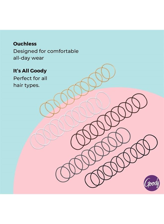 Goody رباط شعر مرن من جودي بدون ألم - 50 قطعة، ألوان محايدة - 2 مم للشعر الناعم إلى المتوسط - ملحقات شعر خالية من الألم للرجال والنساء والأولاد والبنات - لجدائل وذيل حصان تدوم طويلاً - Image 3